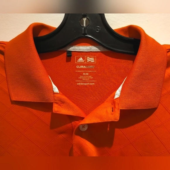 2/50🍒NWOT Adidas Climacool Golf Shirt Short Sleeves Collared Orange Cool & Dry - Picture 8 of 16